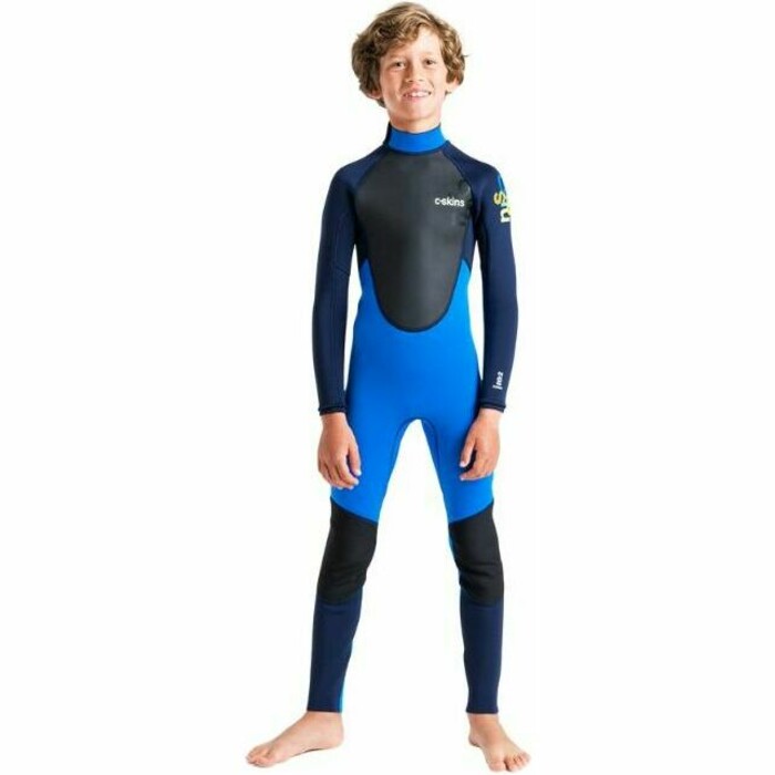 2024 C-Skins Junior Element 3/2mm Back Zip Wetsuit C-EL32STJ - Cyan / Slate / Multi